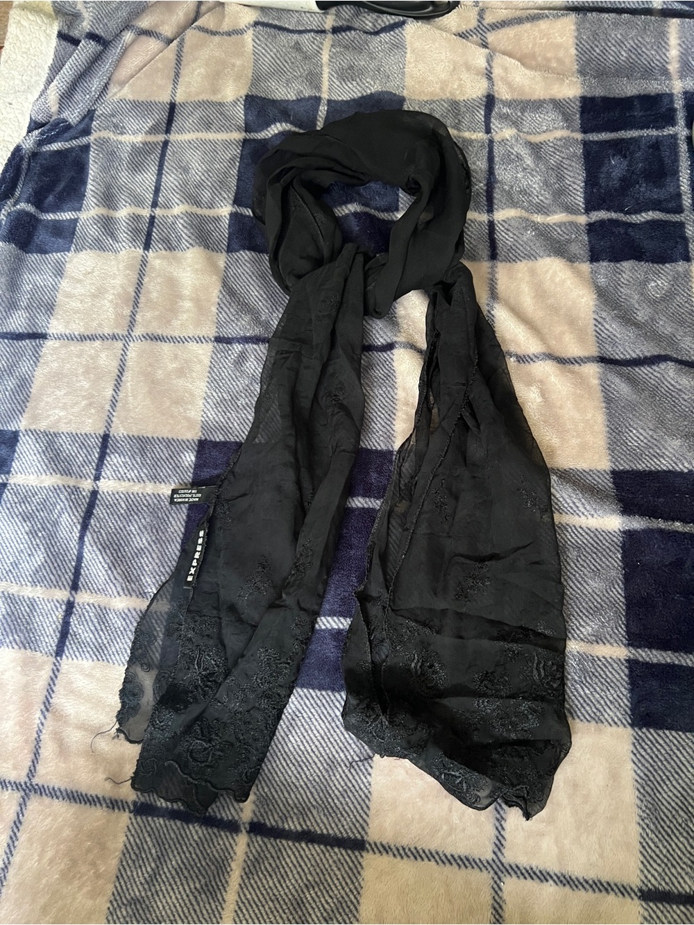 Express Black Sheer Lace Scarf